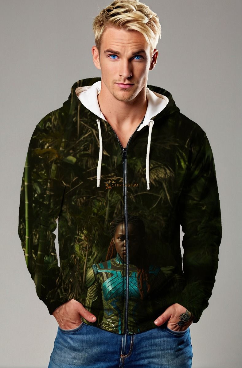 Nakia Zip-Up Hoodie - Wakanda’s Protector in Every Thread