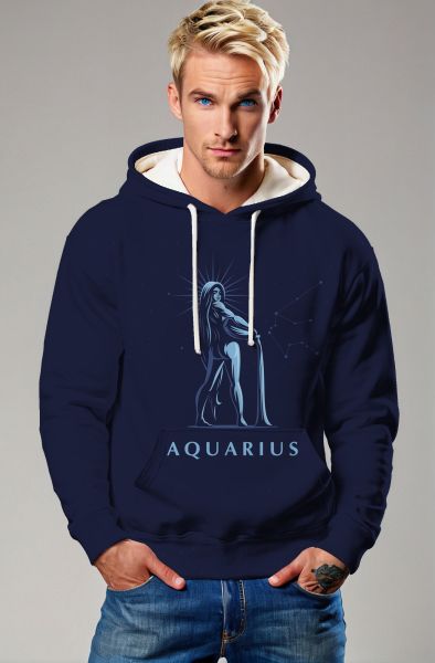 Aquarius Starry Sky Glitter Unisex Hoodie in Blue