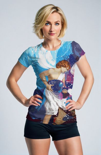 Aquarius Starlight Embrace Unisex T-Shirts in Blue
