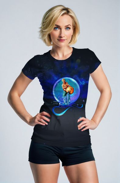 Mystical Aquarius Unisex T-Shirts with Cool Blue Cosmic Glow