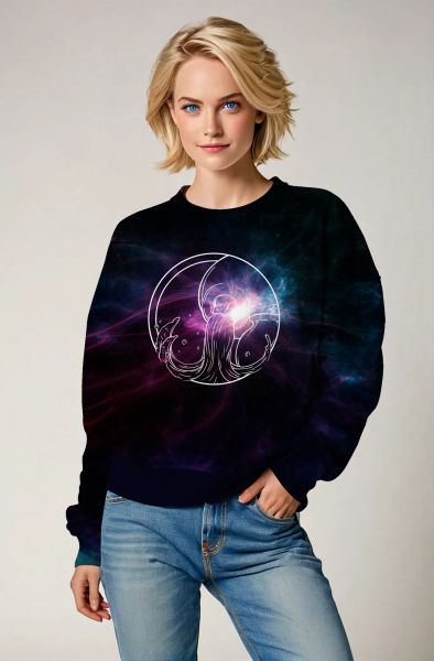 Mystic Night Sky Aquarius Unisex Sweatshirt in Enchanting Purple and Teal
