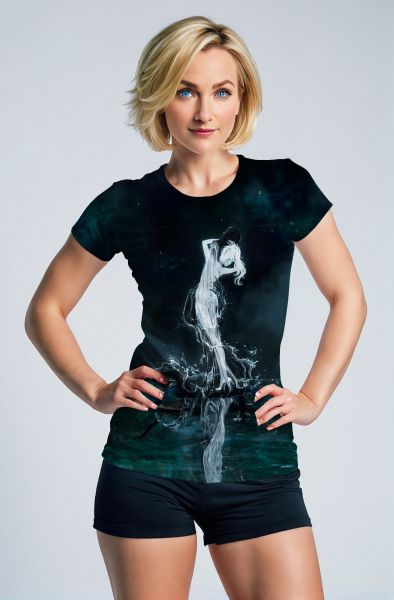 Aquarius Water Bearer Unisex Tees in Midnight Green with Dynamic Water Flow Imagery