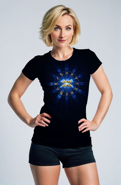 Aquarius Zodiac Wheel Unisex Blue T-Shirts