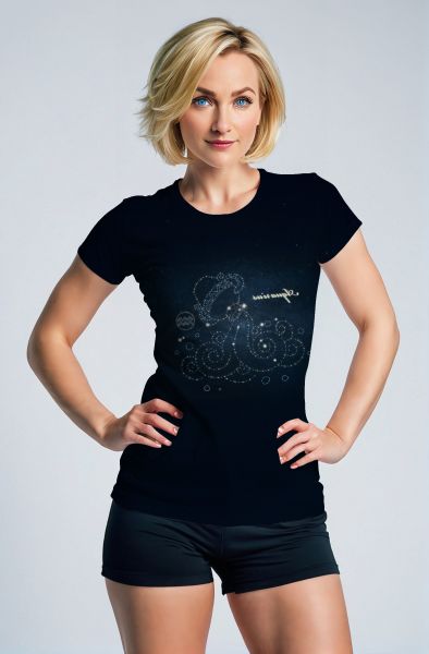 Aquarius Starry Night Symbol Unisex T-Shirts in Black
