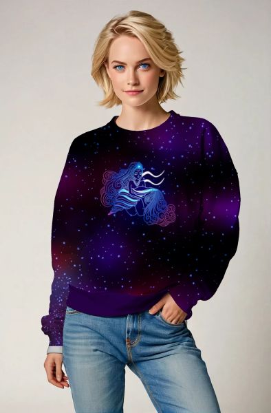 Dreamy Purple Aquarius Goddess Stellar Sweatshirt
