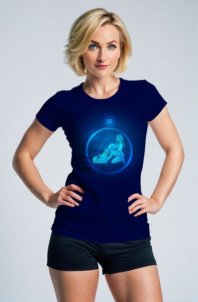 Aquarius Inspired Unisex T-shirts with Hercules and Sparkling Stars Design in Blue