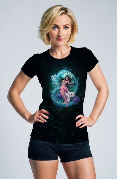 Aquarius Goddess Helen Unisex T-Shirts in Deep Sea Green