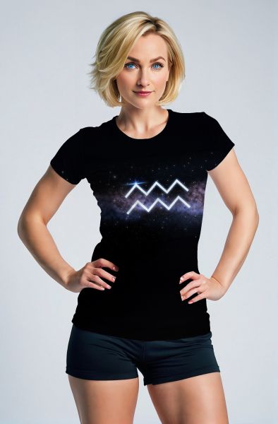 Aquarius Night Sky Purple Galaxy White Glow Unisex T-shirts