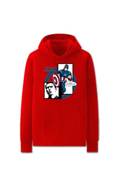 Captain America Solid Color Captain Amer Marvel Inspired Hoodie Solid Comfort Wear-Red