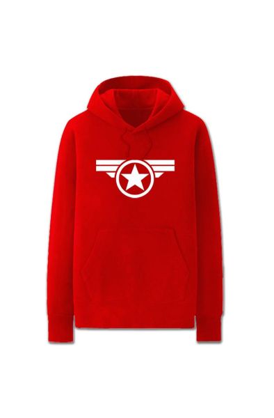 Captain America Solid Color Star Chest B Marvel Inspired Hoodie Solid-Red