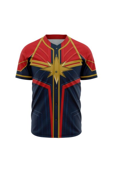 Captain Marvel Cosplay Marvel Baseball Jersey