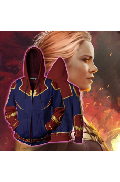 Marvel Carol Danvers Zip Up Marvel Inspired Zip Up Hoodie Unisex