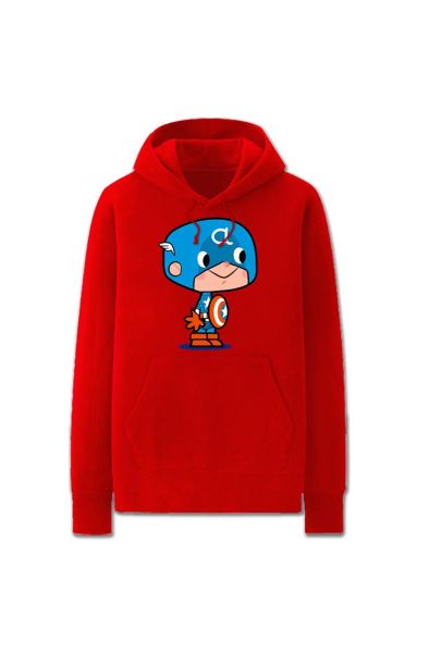 Solid Color CaptainAmerica Icon Cute Cartoon Style America Icon Cute Cartoo Hoodie Solid-Red
