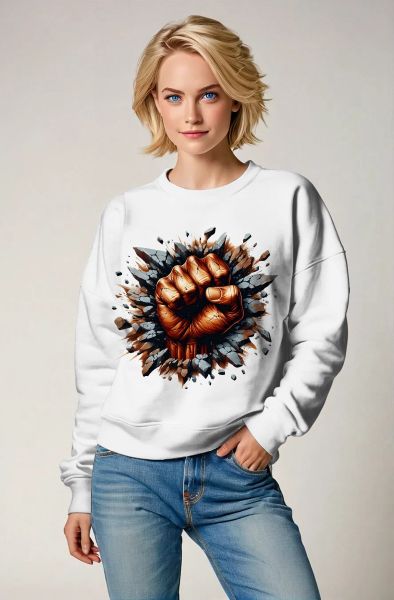 Power Fist Graphic White T-Shirt, Hoodie, Zip-Up Jacket & Pullover