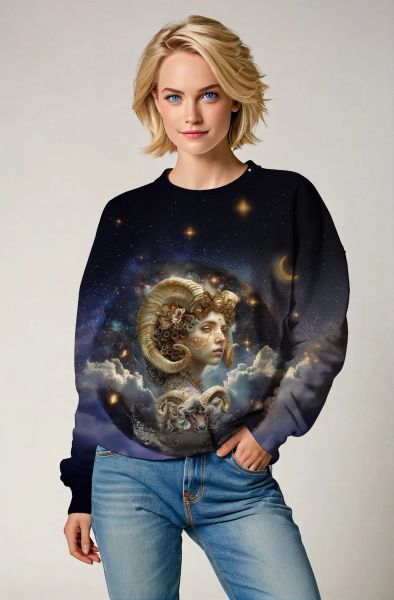 Aries Zodiac Collection: The Cosmic Ram Hoodie, Sweatshirt, Zip-Up, T-Shirt-Sweatshirt
