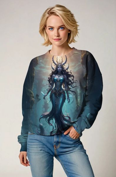 Aquarius Zodiac Collection: Ocean's Majesty - The Queen of the Deep Waters Hoodie, Sweatshirt, Zip-Up, T-Shirt-Sweatshirt