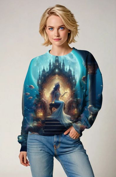 Aquarius Zodiac Collection: The Crystal Throne - The Empress of the Underwater Realm Hoodie, Sweatshirt, Zip-Up, T-Shirt-Sweatshirt