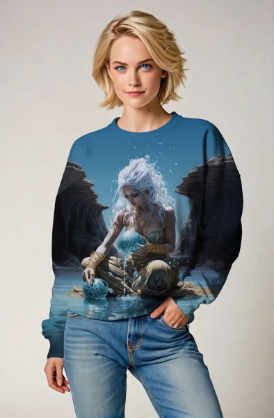 Aquarius Zodiac Collection: The Moonlit Throne - Queen of the Abyss Hoodie, Sweatshirt, Zip-Up, T-Shirt-Sweatshirt