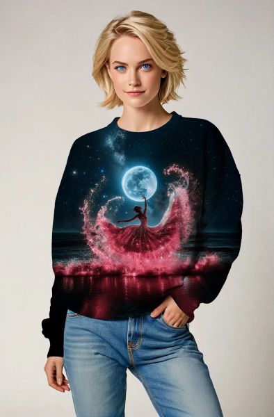 Aquarius Zodiac Collection: Celestial Elegance - The Cosmic Dancer Hoodie, Sweatshirt, Zip-Up, T-Shirt-Sweatshirt