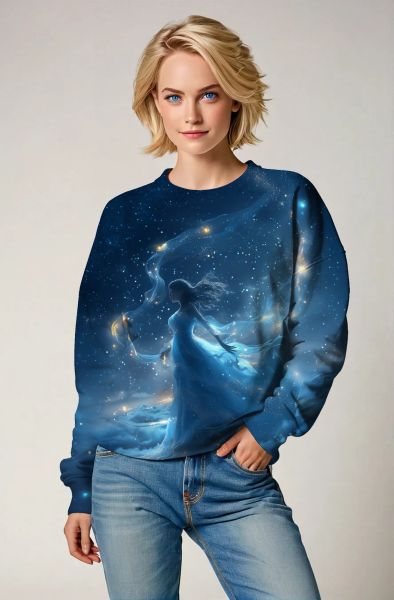 Aquarius Zodiac Collection: Cosmic Flow - The Keeper of the Universe Hoodie, Sweatshirt, Zip-Up, T-Shirt-Sweatshirt