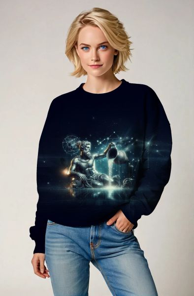 Aquarius Zodiac Collection: The Cosmic Vessel - Galactic Waters Hoodie, Sweatshirt, Zip-Up, T-Shirt-Sweatshirt