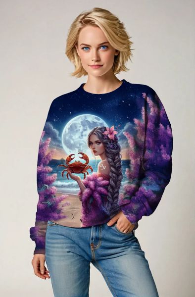 Cancer Zodiac Collection: Celestial Connection Hoodie, Sweatshirt, Zip-Up, T-Shirt-Sweatshirt