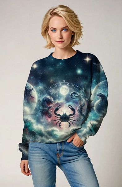 Cancer Zodiac Collection: The Cosmic Crab Hoodie, Sweatshirt, Zip-Up, T-Shirt-Sweatshirt
