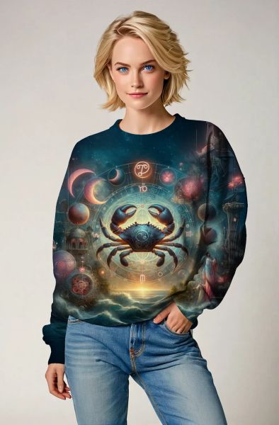 Cancer Zodiac Collection: The Celestial Crab Hoodie, Sweatshirt, Zip-Up, T-Shirt-Sweatshirt