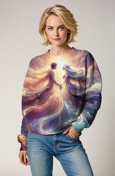 Gemini Astral Union Collection: Purple Hoodie, Sweatshirt, Zip-Up, T-Shirt with Radiant Twin Spirits Design-Sweatshirt