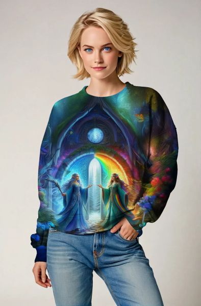 Gemini Celestial Connection Collection: Black Hoodie, Sweatshirt, Zip-Up, T-Shirt with Stellar Twin Faces and Cosmic Flow-Sweatshirt