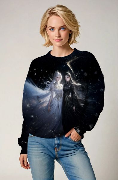 Gemini Zodiac Collection: Cosmic Reflection Twins Hoodie, Sweatshirt, Zip-Up, T-Shirt-Sweatshirt