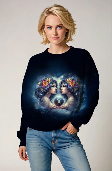 Gemini Zodiac Collection: Celestial Sisters Dual Souls Hoodie, Sweatshirt, Zip-Up, T-Shirt-Sweatshirt