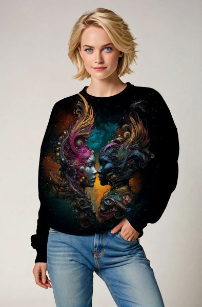 Gemini Zodiac: Divine Transformation in Colorful Cosmos Hoodie, Sweatshirt, Zip-Up, T-Shirt-Sweatshirt