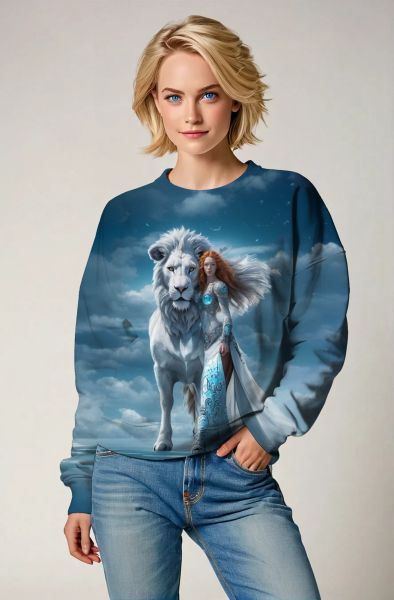 Lion's Majesty: The Celestial Queen's Strength Hoodie, Sweatshirt, Zip-Up, T-Shirt-Sweatshirt