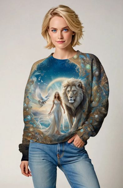 Divine Roar: The Celestial Roar of the Lion Hoodie, Sweatshirt, Zip-Up, T-Shirt