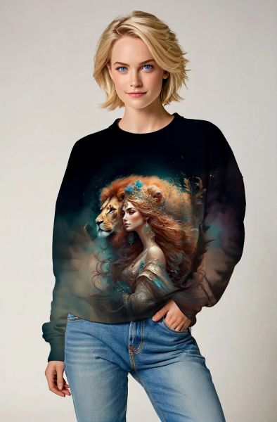 Regal Lioness: Embrace of the Golden Majesty Hoodie, Sweatshirt, Zip-Up, T-Shirt-Sweatshirt