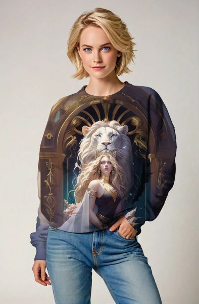 Lion's Radiance: Queen of the Celestial Realm Hoodie, Sweatshirt, Zip-Up, T-Shirt-Sweatshirt
