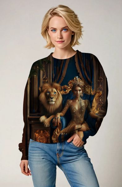 Golden Kingdom: The Lion's Queen in Regal Splendor Hoodie, Sweatshirt, Zip-Up, T-Shirt-Sweatshirt