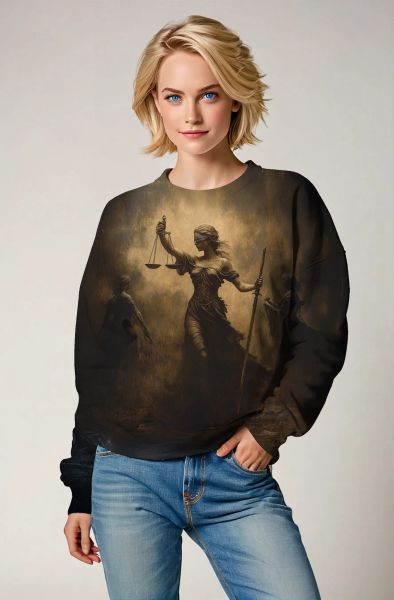 Libra Zodiac Collection: The Scale of Justice Dark Angel Design Sweatshirt-Sweatshirt