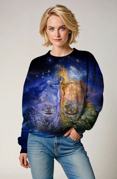 Libra Zodiac Collection: Balance of the Elements – Double-Faced Design Hoodie, Sweatshirt, Zip-Up, T-Shirt-Sweatshirt