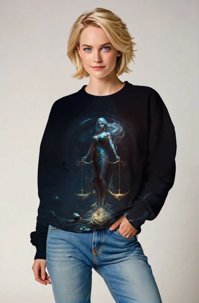Libra Zodiac Collection: The Cosmic Scales - The Balance of Light and Dark Hoodie, Sweatshirt, Zip-Up, T-Shirt-Sweatshirt
