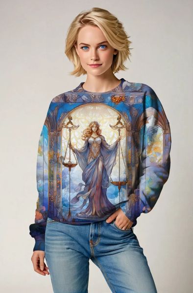 Libra Zodiac Collection: Cosmic Harmony - The Goddess of Scales-Sweatshirt
