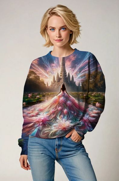 Celestial Pisces: A Dream in the Lotus Garden Hoodie-Sweatshirt