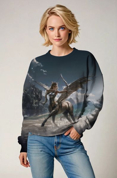 Sagittarius' Celestial Gallop: The Winged Archer Hoodie, Sweatshirt, Zip-Up, T-Shirt-Sweatshirt