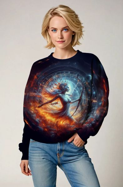 Sagittarius' Astral Bow: The Celestial Fire Hoodie, Sweatshirt, Zip-Up, T-Shirt-Sweatshirt