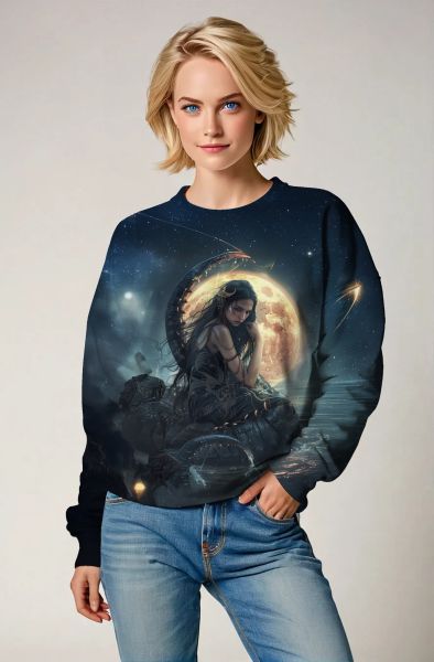 Scorpio Zodiac Collection: Dark Moon Embrace - Mysterious Goddess Hoodie, Sweatshirt, Zip-Up, T-Shirt-Sweatshirt