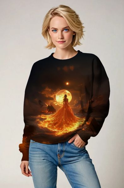 Scorpio Zodiac Collection: Fiery Empress and the Fiery Moon Double-Faced Design Hoodie, Sweatshirt, Zip-Up, T-Shirt-Sweatshirt