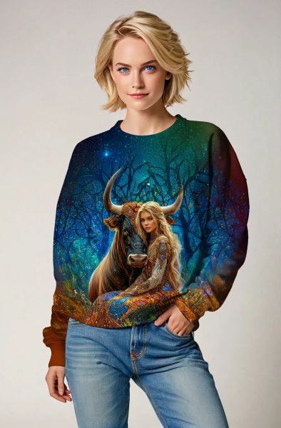 Taurus Zodiac Collection: The Cosmic Guardian of the Forest Hoodie-Sweatshirt
