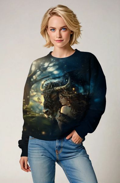 Taurus Zodiac Collection: The Enchanted Bull’s Embrace Hoodie, Sweatshirt, Zip-Up, T-Shirt-Sweatshirt