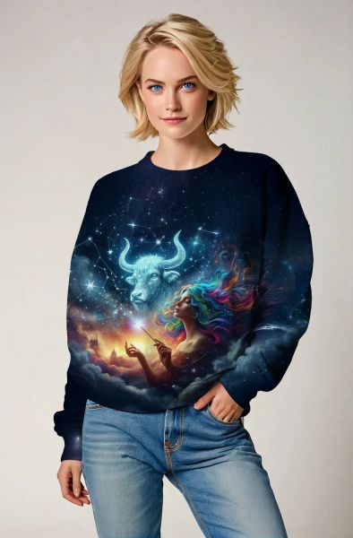 Taurus Zodiac Collection: The Cosmic Bull Hoodie, Sweatshirt, Zip-Up, T-Shirt-Sweatshirt